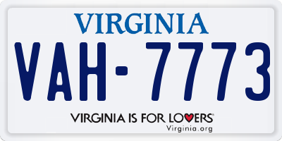 VA license plate VAH7773