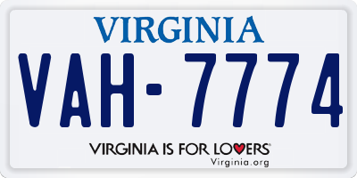 VA license plate VAH7774