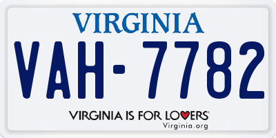 VA license plate VAH7782