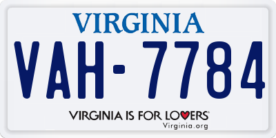 VA license plate VAH7784