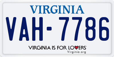 VA license plate VAH7786