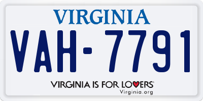 VA license plate VAH7791
