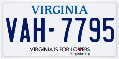 VA license plate VAH7795