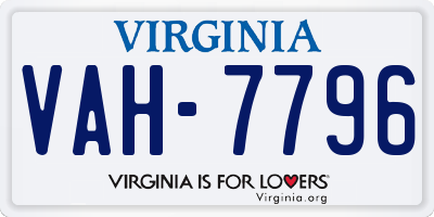 VA license plate VAH7796