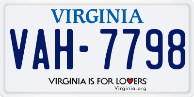 VA license plate VAH7798