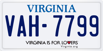 VA license plate VAH7799