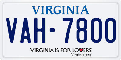 VA license plate VAH7800