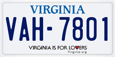 VA license plate VAH7801