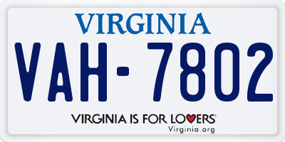 VA license plate VAH7802