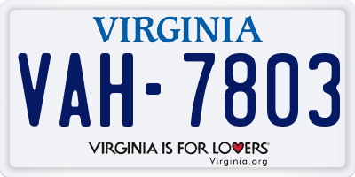 VA license plate VAH7803