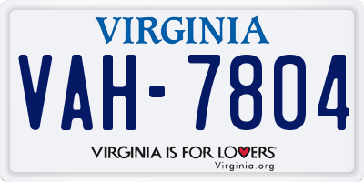 VA license plate VAH7804