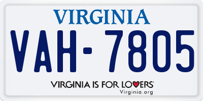 VA license plate VAH7805