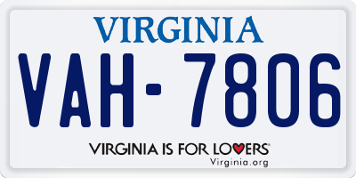 VA license plate VAH7806