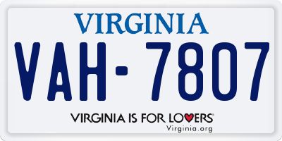 VA license plate VAH7807