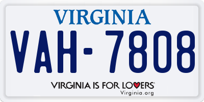 VA license plate VAH7808