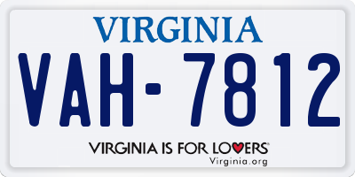 VA license plate VAH7812