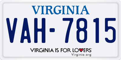 VA license plate VAH7815
