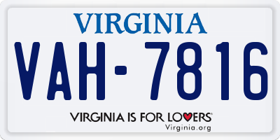 VA license plate VAH7816