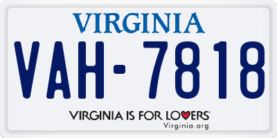 VA license plate VAH7818