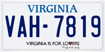 VA license plate VAH7819