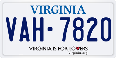 VA license plate VAH7820