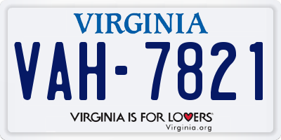 VA license plate VAH7821