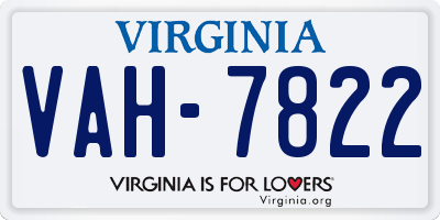 VA license plate VAH7822