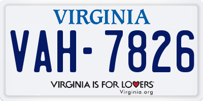 VA license plate VAH7826