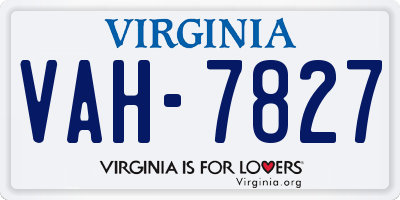 VA license plate VAH7827