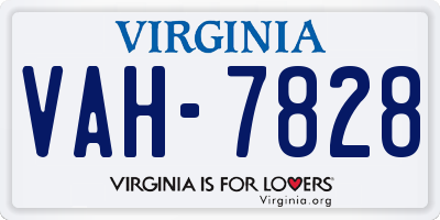 VA license plate VAH7828