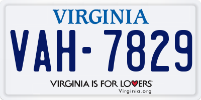 VA license plate VAH7829