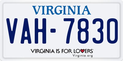 VA license plate VAH7830