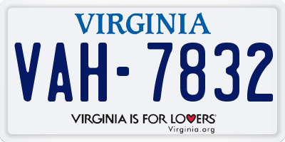 VA license plate VAH7832