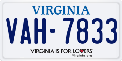 VA license plate VAH7833