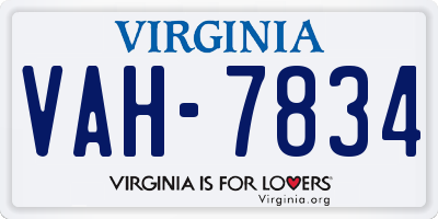 VA license plate VAH7834