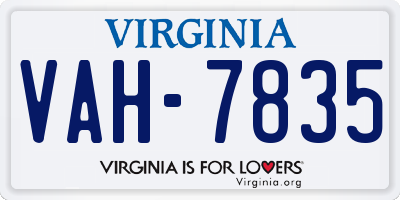 VA license plate VAH7835