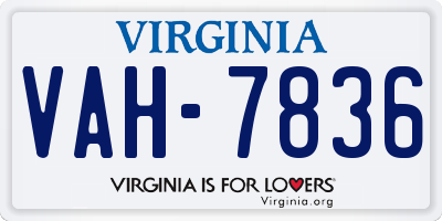 VA license plate VAH7836