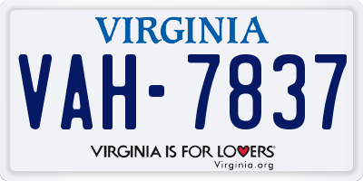 VA license plate VAH7837