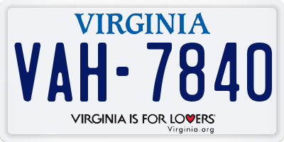 VA license plate VAH7840