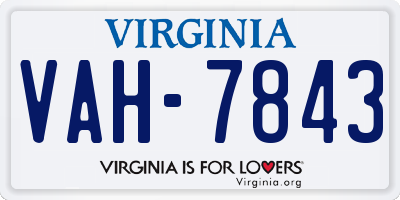 VA license plate VAH7843