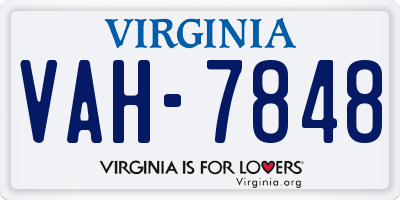 VA license plate VAH7848