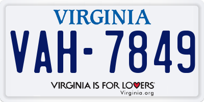 VA license plate VAH7849