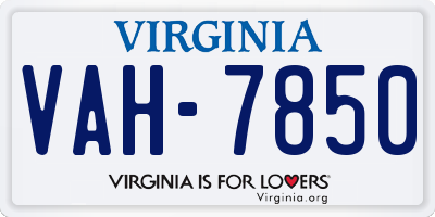VA license plate VAH7850
