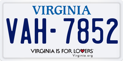 VA license plate VAH7852