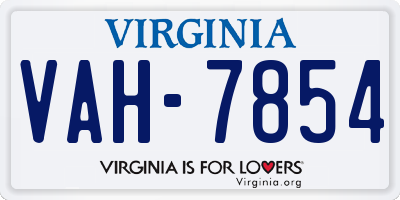 VA license plate VAH7854