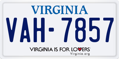 VA license plate VAH7857