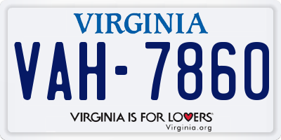 VA license plate VAH7860