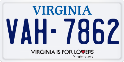 VA license plate VAH7862