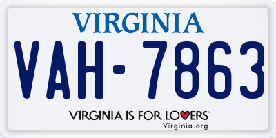 VA license plate VAH7863