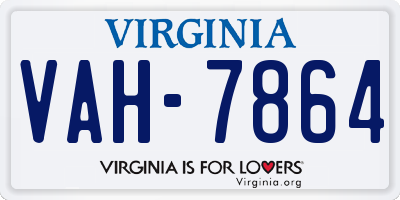 VA license plate VAH7864